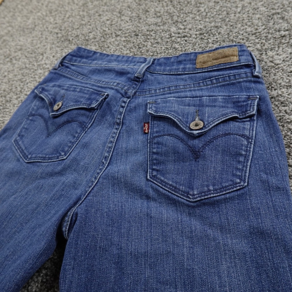 Levis Jeans‎ Womens 4 Dark Blue Denim Pants Boot Flare Flap Pocket Stretch Y2K